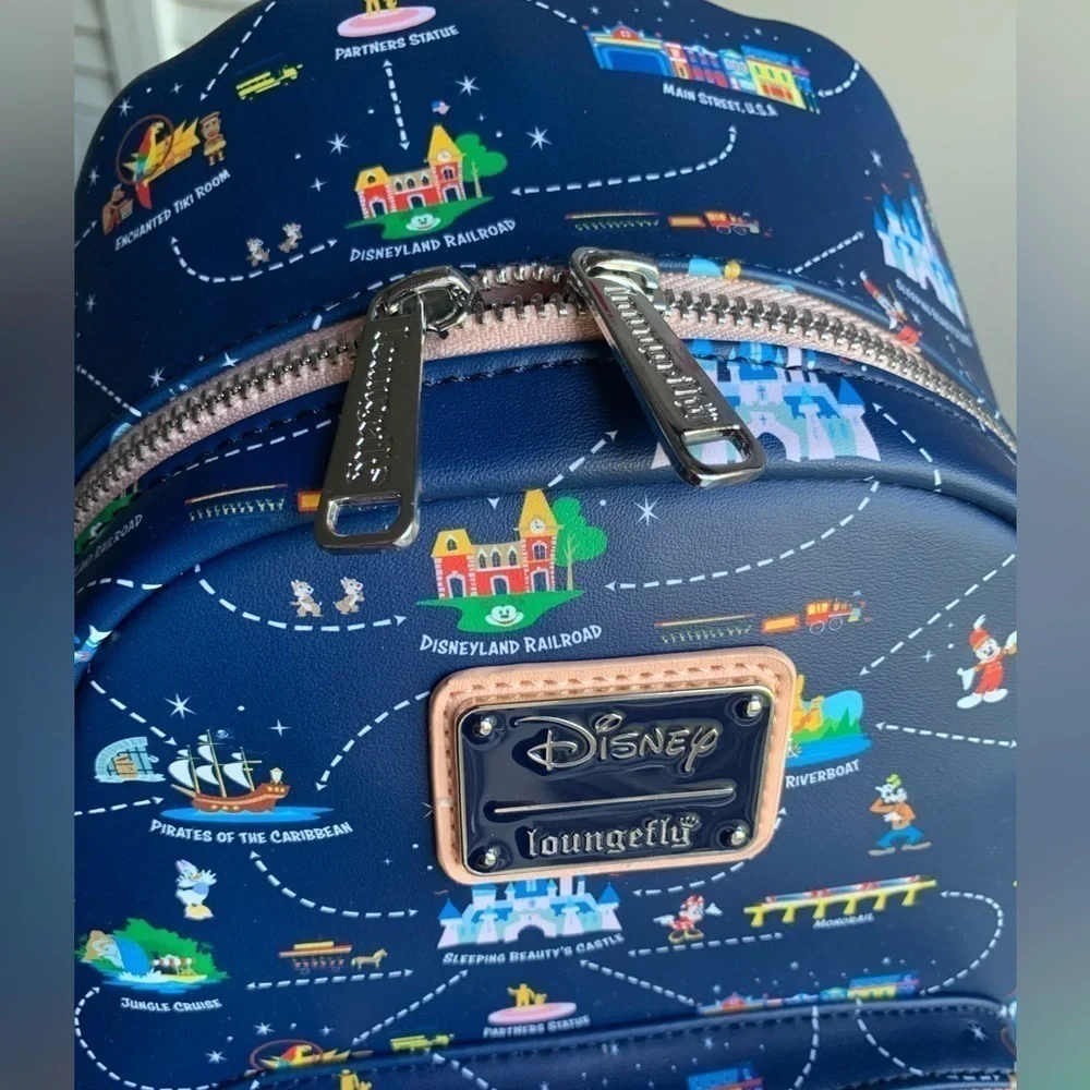 NWT Loungefly Disneyland 65th Anniversary Disney Map Convertible Mini Backpack